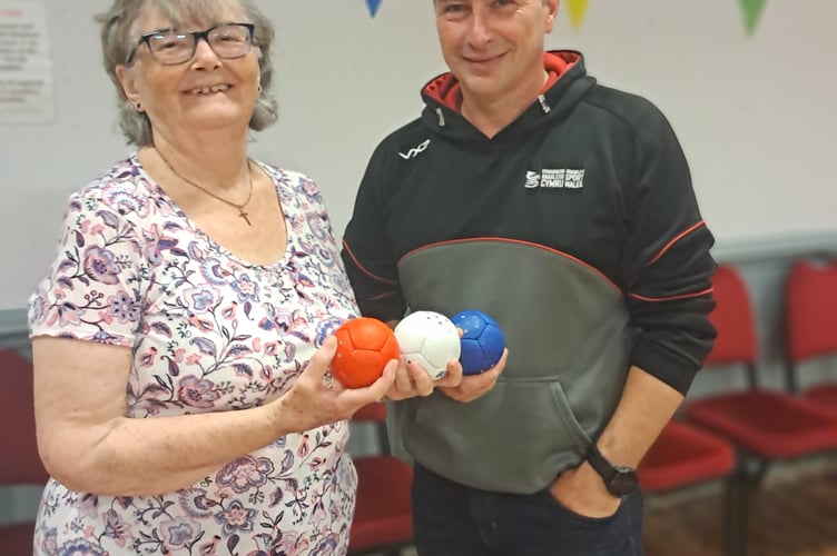 Tywyn Macular and Sight Loss Group leader, Keren, and Marcus Politis, Regional Partnership, Senior Officer, Disability Sport Cymru/Wales