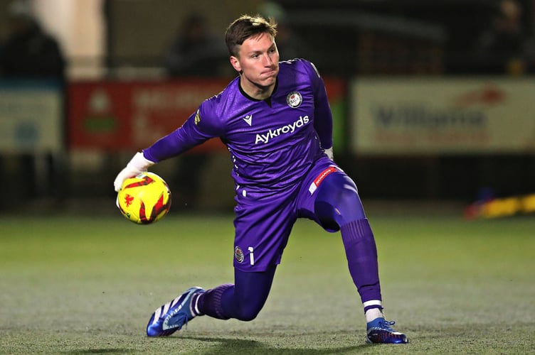 BALA, GWYNEDD, WALES - 31st JANUARY 2025 - Joel Torrance of Bala during Bala Town vs Caernarfon Town in Round 24 of the JD Cymru Premier at Maes Tegid, Bala (Pic by Sam Eaden/FAW)