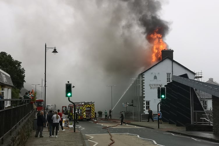 Paul Richardson took this photograph of the fire at the Queens Hotel in Blaenau Ffestiniog