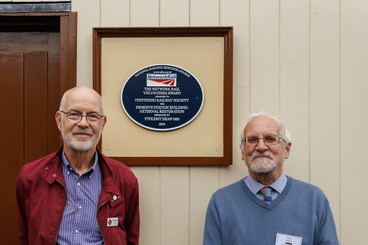 Andy Savage MBE, Chairman, NRHA and Tim Sharp, Ffestiniog Railway volunteer