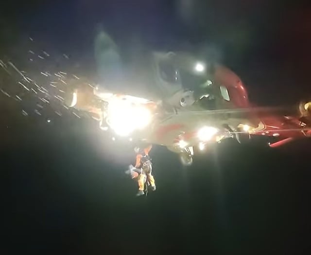 Rescuers airlift casualty stranded on rocks near Aberaeron