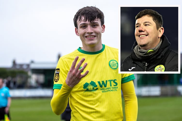 Caernarfon Town manager Richard Davies (inset) has congratulated Louis Lloyd after he penned a three-year contract with St Johnstone