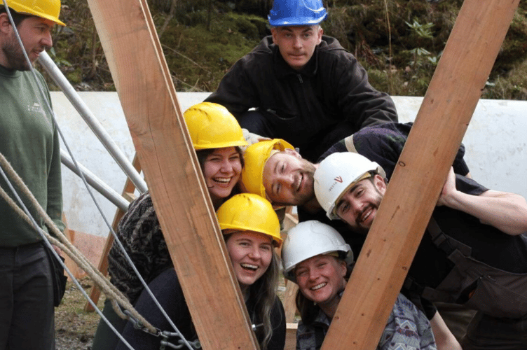 The team creating the structure at the Centre for Alternative Technology