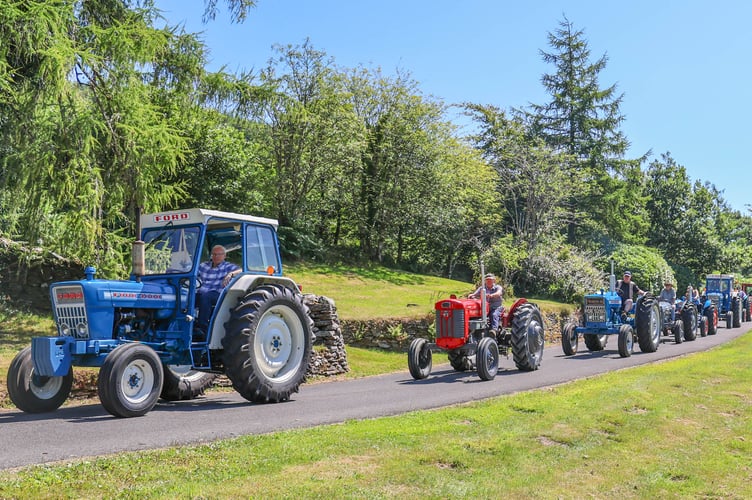 A convy of tractors head into Allty Mynydd care home