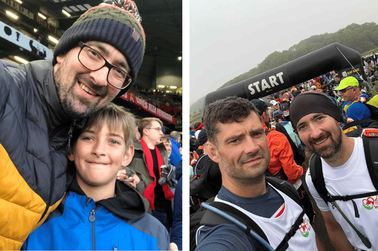 Paul and Harri, left, and Leighton and Paul, right