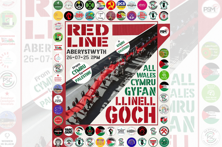 The Red Line Protest for Palestine is coming to Aberystwyth this Saturday 26 July