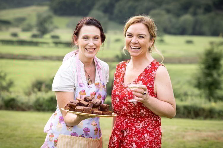 Founder of Bubbling Stove catering, Seren Charrington-Hollins, with Stephanie Windsor-Lewis, owner and manager of hotel Plas Dolguog. Photo: Dan Jones Images