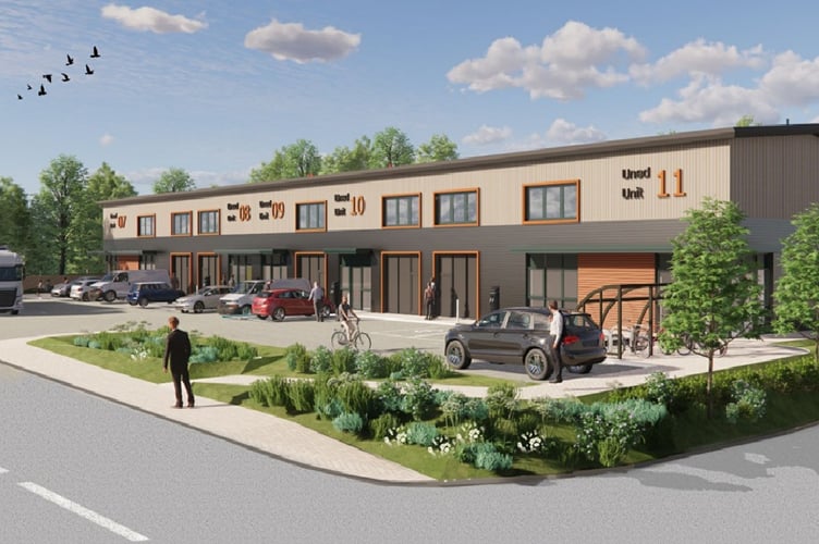 An artist's impression of the industrial units at Beechwood Industrial Estate, in Llandeilo