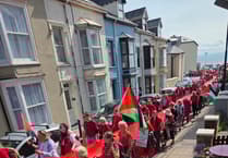 International Red Line Protest for Palestine marches through Aberystwyth