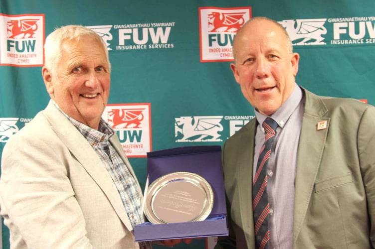 Former Farmers’ Union of Wales President Glyn Roberts and current President Ian Rickman. Photo: FUW