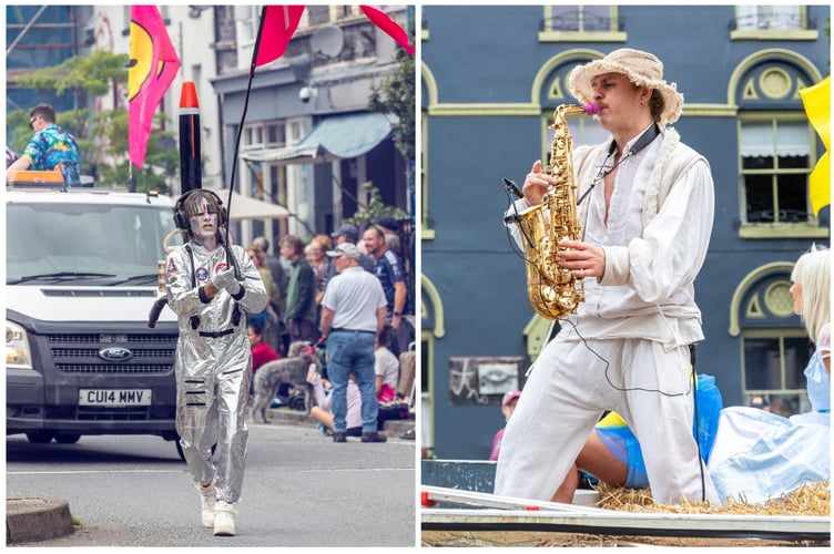Mayor Jeremy Paige (left) and saxophonist Tom Oliver (right) led the parade. Photo: Robert Price Photography