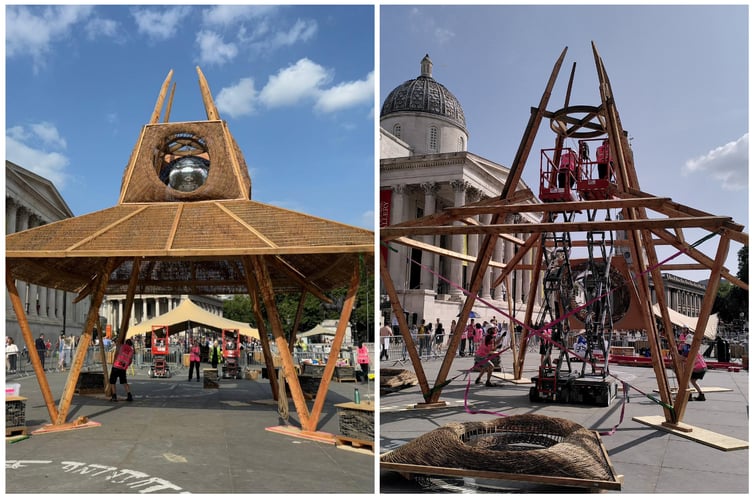 The finished structure (left) in progress (right). Photo: Centre for Alternative Technology