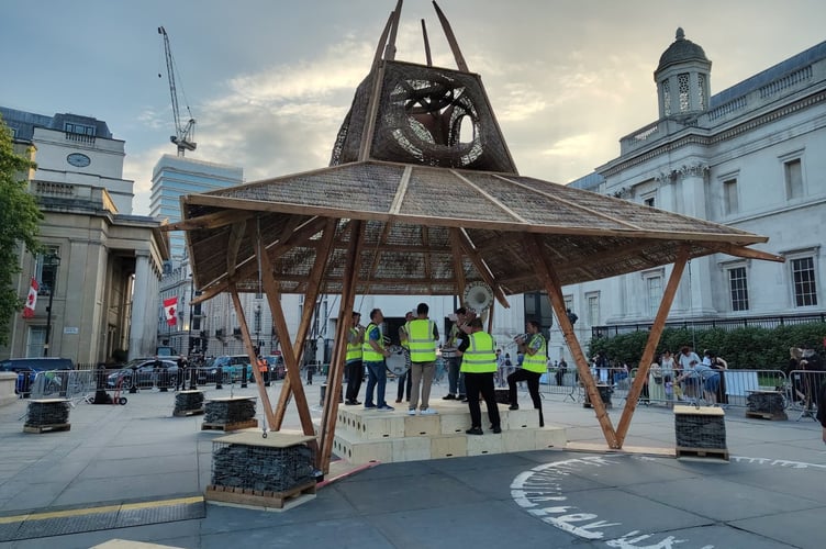 The Gorsedd (Welsh for Throne) was erected by hand in Trafalgar Square for the National Gallery's bicentenary celebration