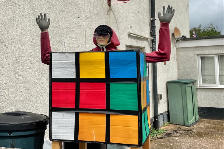 31 July 2025 A Rubik's Cube-inspired scarecrow (Will Goddard, Crediton Courier)