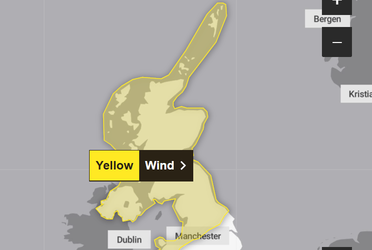 Met Office image of weather warning area