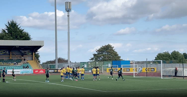 Ben Guest equalising with a corner kick