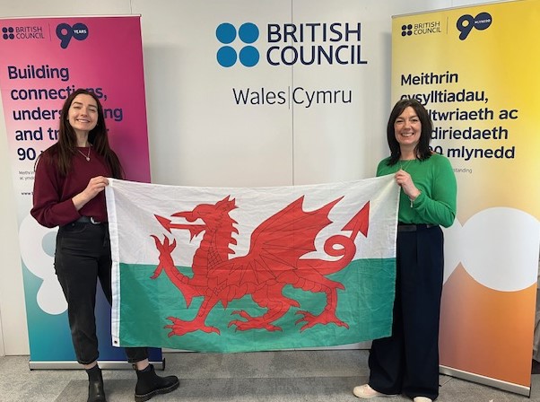Lleucu Haf and Anna ap Robert at the British Council Wales office in Cardiff