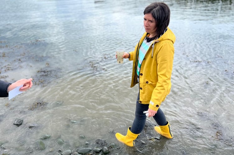 Sandra Jervis undertaking water pollution monitoring