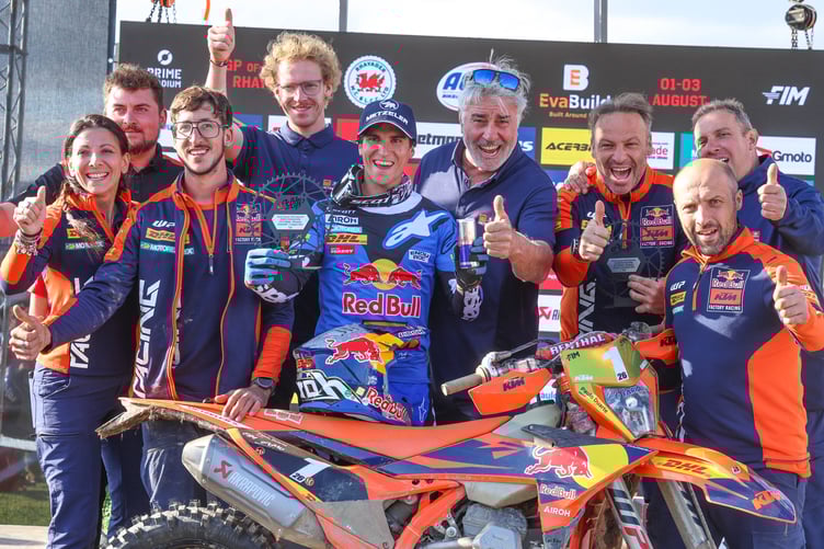 Josep Garcia and the KTM team celebrate the win on Saturday