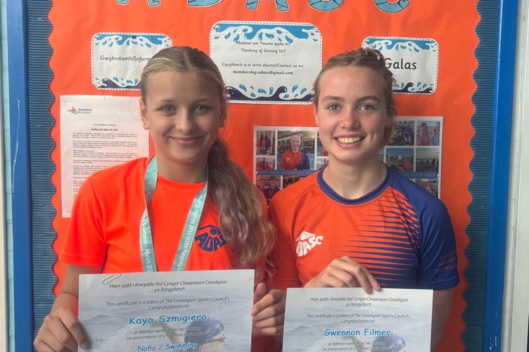 Ceredigion Talented Junior Award winners Kaya and Gwennan