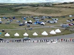 Protest against US radar project draws locals to west Wales beach