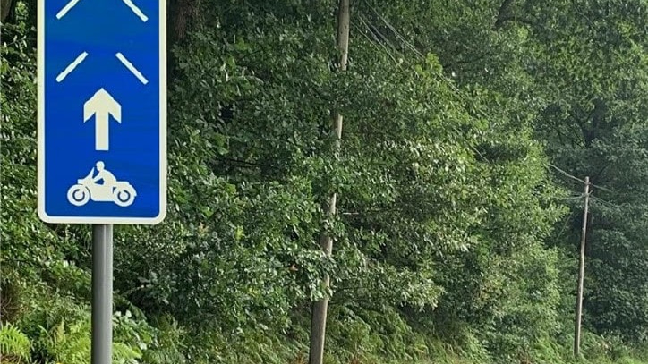 New road markings and signs aim to help motorcyclists make safer decisions 