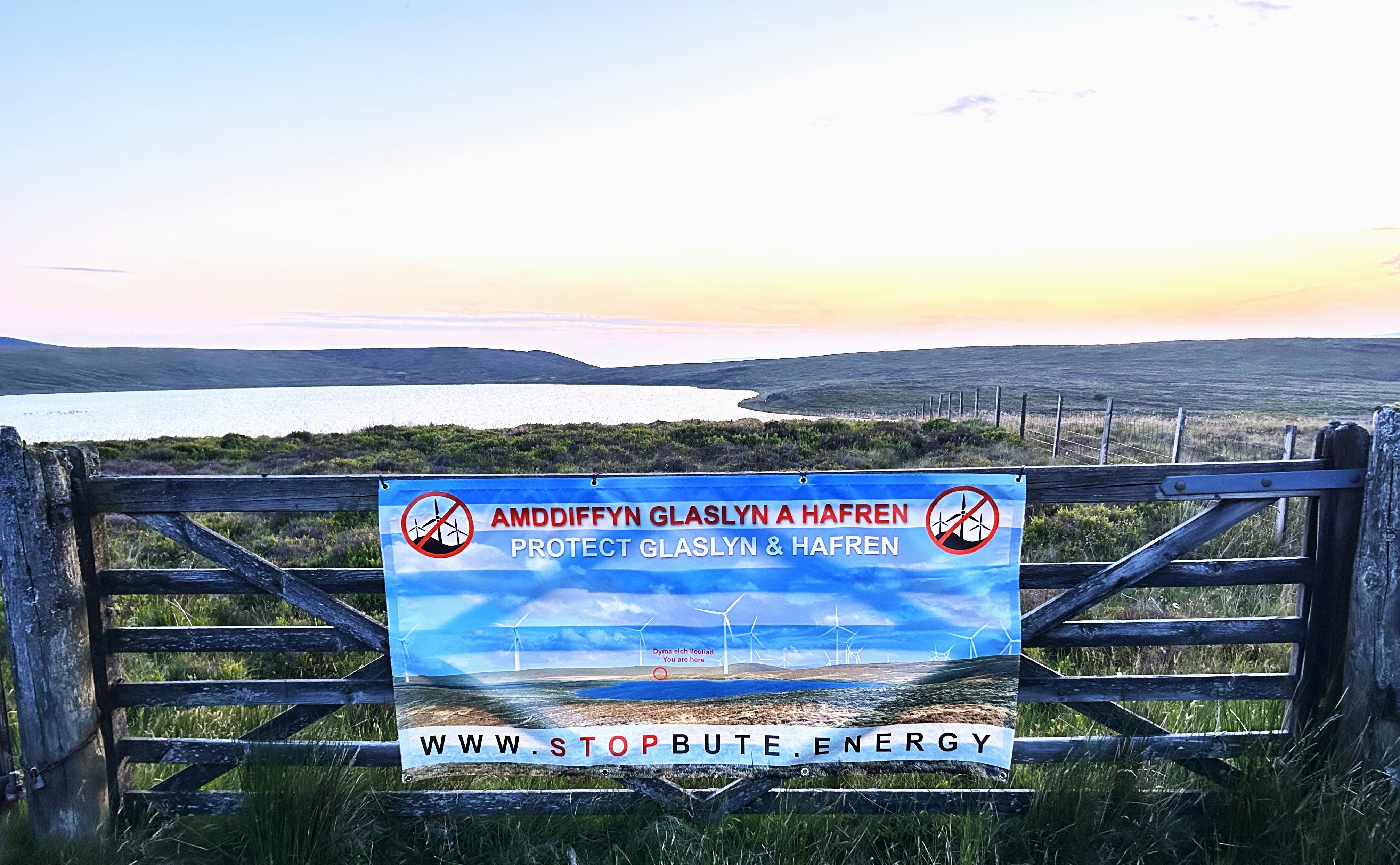 Anti wind farm banner #39 stolen #39 from gate for fifth time cambrian news