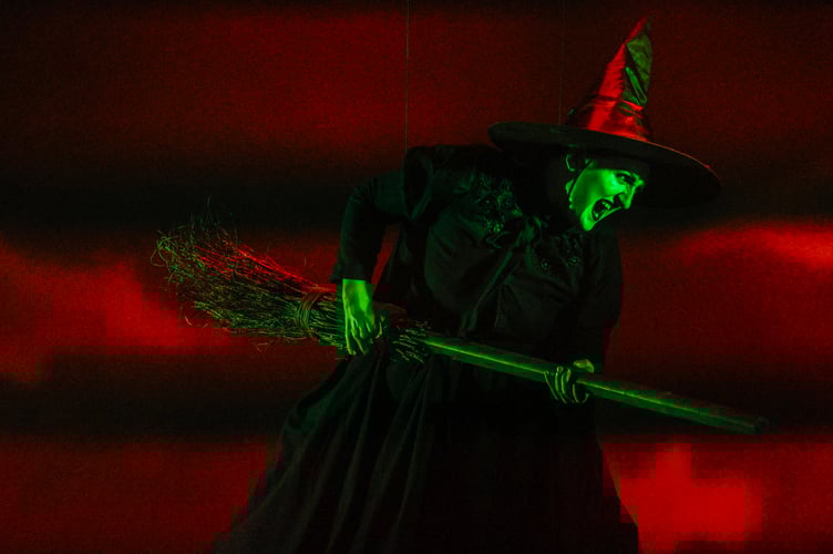 Aberystwyth's own Mari Fflur in action as the wicked witch. Photo: David Edmunds