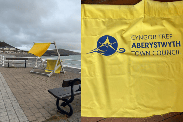 Giant deck chair on Aberystwyth promenade slashed
