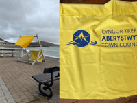 Giant deck chair on Aberystwyth promenade slashed