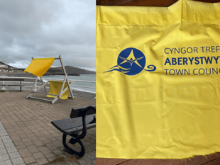 Giant deck chair on Aberystwyth promenade slashed