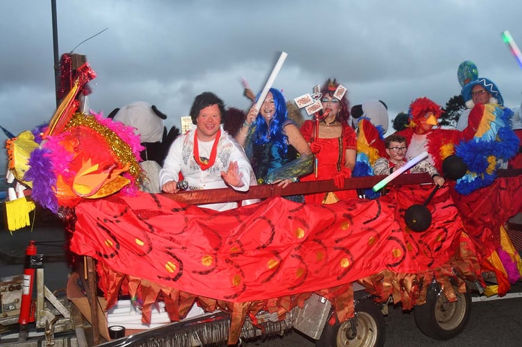 Aberdyfi panto carnival float setting off on the procession. Photo: Doris O'Keefe
