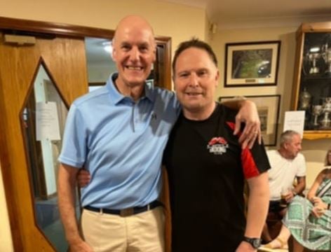 Division One winner Hugh Jones (left) with captain Nick Downing