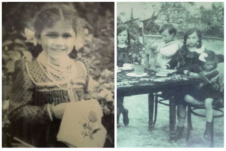 (left) Elizabeth, age 10 in Hungary, (right) Elizabeth's mother sitting and reading as a young girl, taken in c1930/31. Photos: Elizabeth Morley