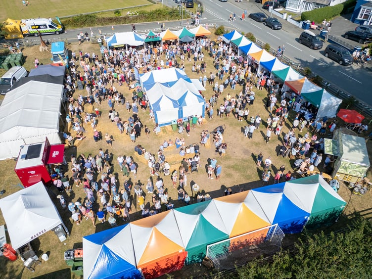 Aerial view of Aberdyfi Food Festival site