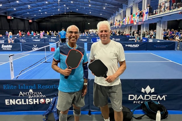John Carvell (right) at the pickleball English Open in Telford. Photo: John Carvell