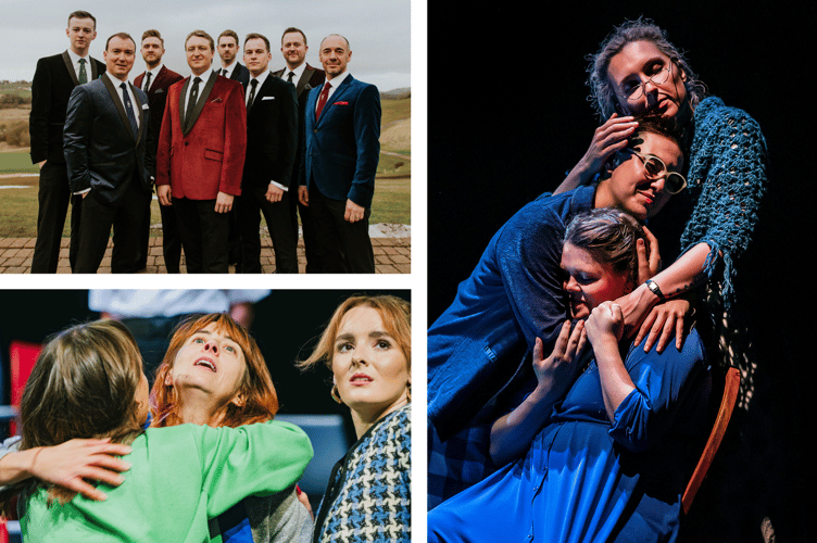 Clockwise from top left: Only Men Alound, Birth (Photo: Pamela Raith Photography) and A Visit (Photo: Kirsten McTernan)
