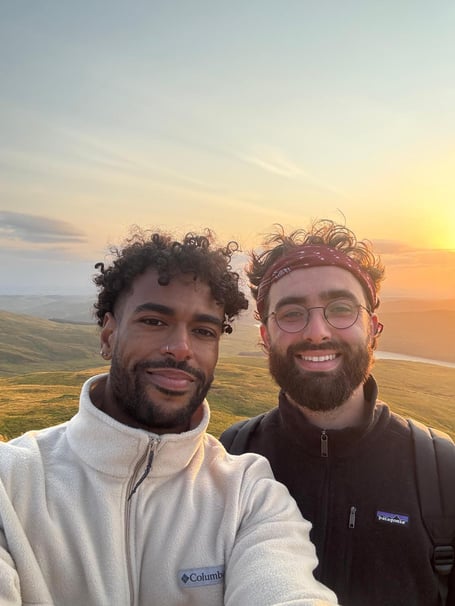 Former Cambrian News reporter Felix Arthur-John and fellow campaigner Reuben Walker