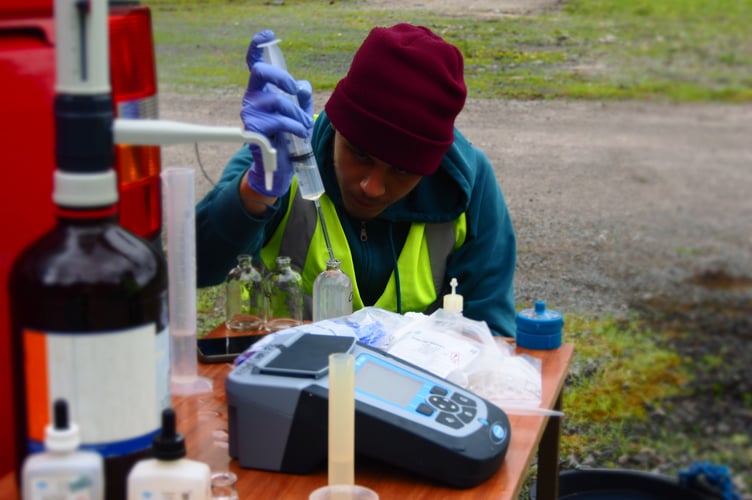 Guglielmo Persoani collecting water samples from abandoned mines in the south Wales coalfield.