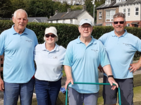 Finalists Charles Martin, Rose Martin, Colin Hopkins and John Johnson. Photo: Barmouth Bowling Club