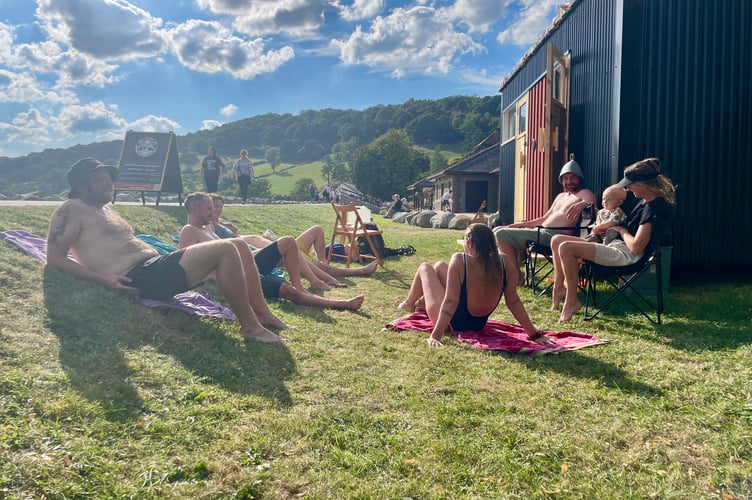 Happy sauna goers at the new Finnish sauna in Bala. Photo: Niku Naku