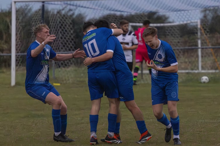 Celebrations after Nefyn take the lead (Photo: Dave Guile)