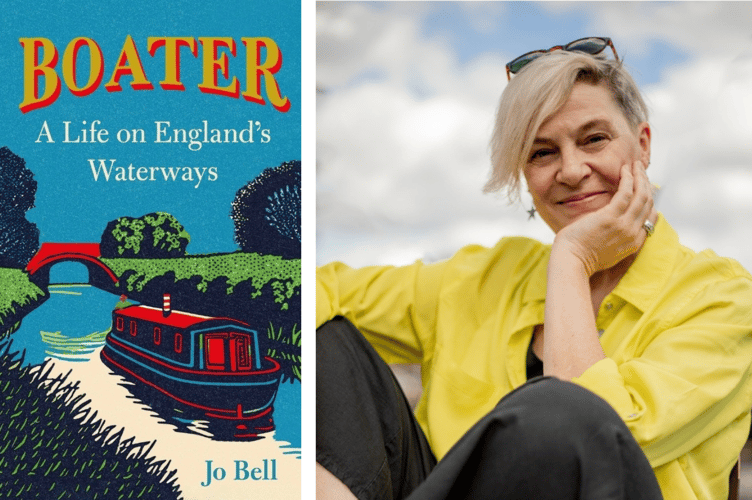 Jo Bell, right, and the cover of her new book, left