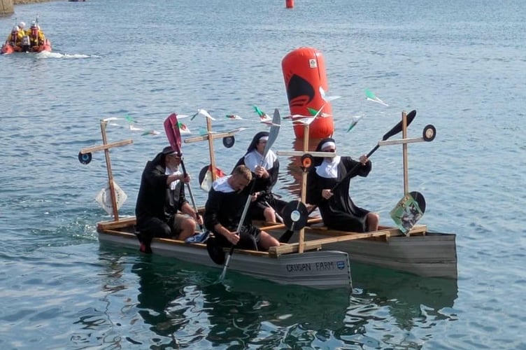 Pwllheli RNLI 2025 Raft Race winners - 'God is a DJ'. Photo: RNLI/Caroline Jones