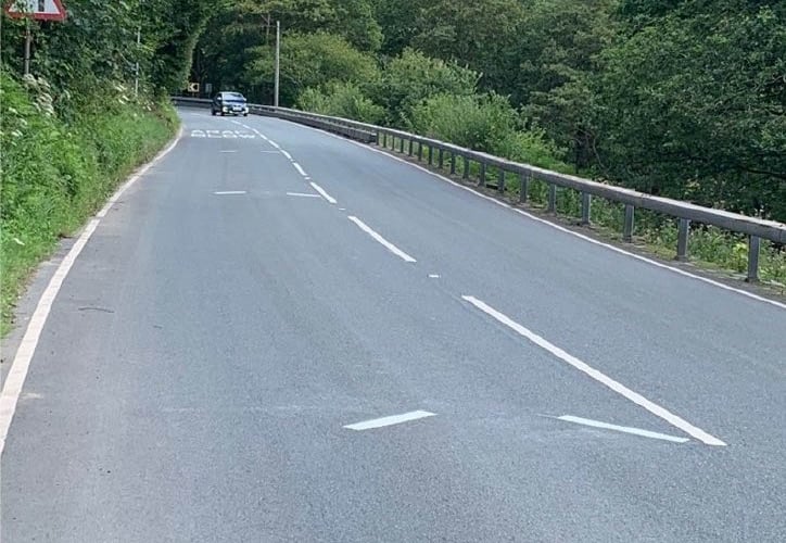 North Wales Police photograph of the road markings