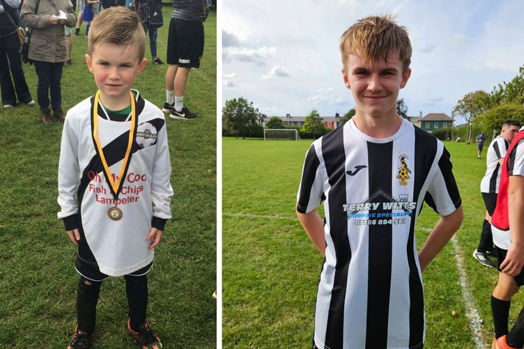 Rhun Davies scored on debut for Lampeter Town Reserves after starting out with the under 6s team