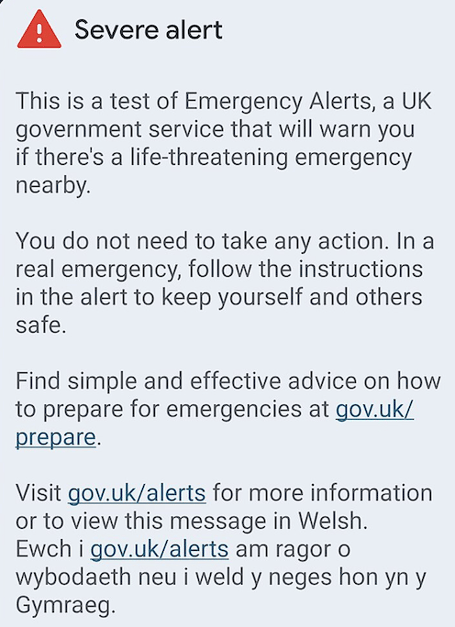 How the Government's emergency alert message should have read on your mobile phone.