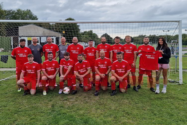 Penparcau in their new kit sponsored by Snap Fitness Aberystwyth