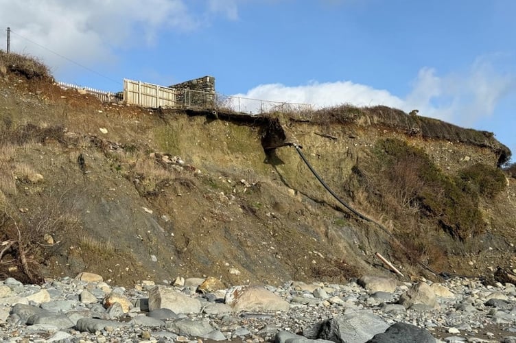 Image of cliff erosion at Cefn Castell. Photo: Gwynedd Council planning document