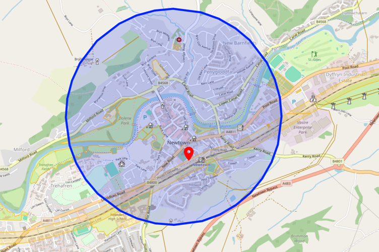 A temporary flight restriction zone, specifically affecting drones, will be imposed above Newtown this Saturday (13 September) as we seek to facilitate lawful and peaceful protests in the town centre. Photo: Dyfed-Powys Police